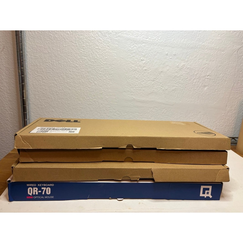 Lot of 4 Computer Keyboards & Mouse Combo - 3x Dell KB212-B & 1x QR-70 Set - NEW